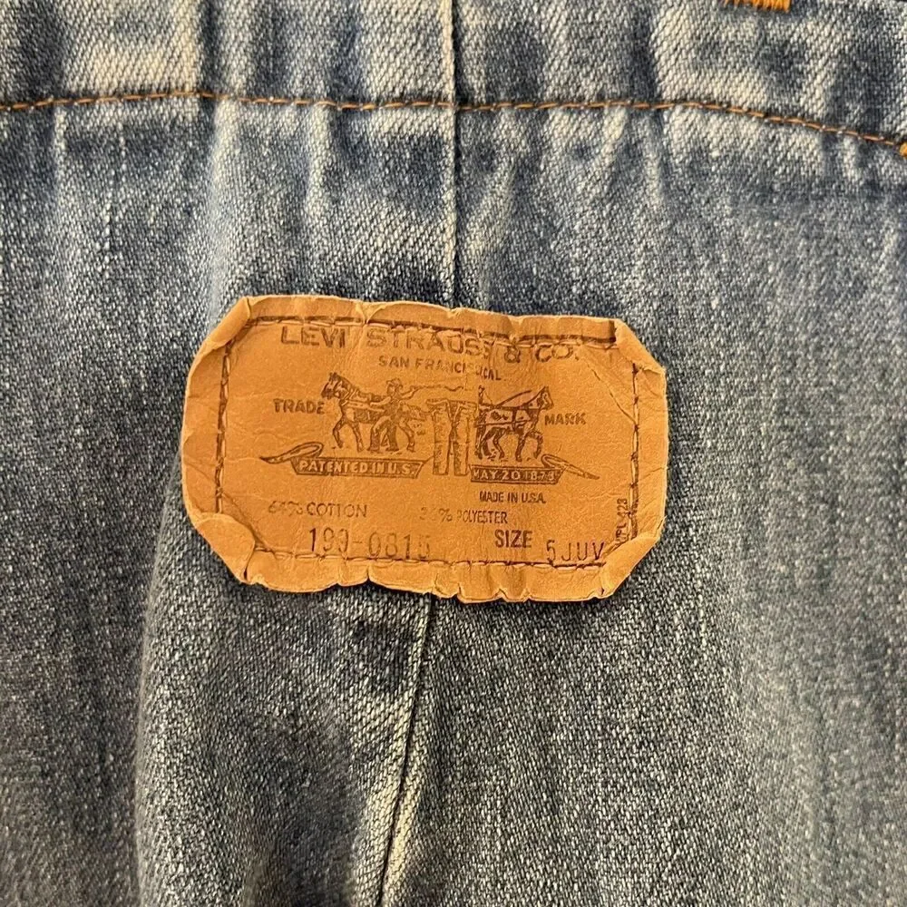 Vintage Levi's Orange Tab Denim Jean Overalls USA Kids Size 5